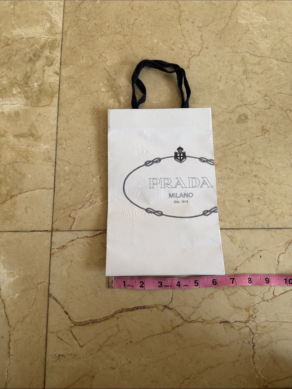 Prada White Shopping Bag with Black Handles